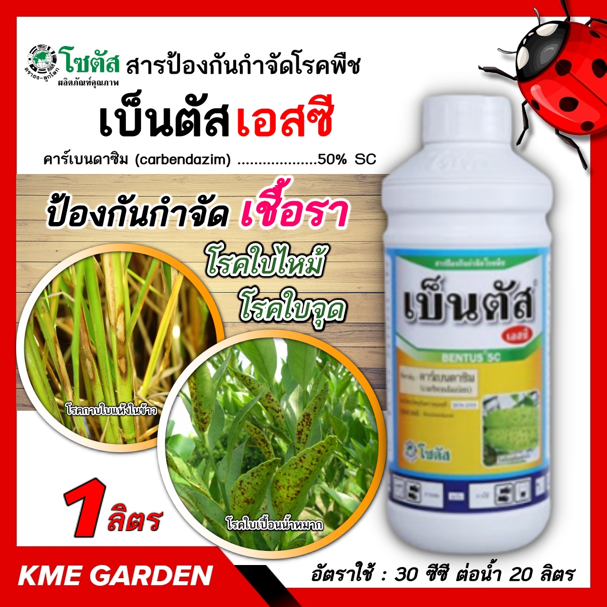 🦠โรคพืช🦠เบ็นตัสเอสซีคาร์เบนดาซิม 1ลิตรโซตัส สารป้องกันกำจัดเชื้อราประเภทดูดซึมออกฤทธิ์ทั้งแบบป้องกันและกำจัดโรคใบไหม้กาบใบไหม้