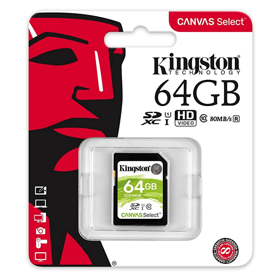 #beyline mall Kingston SD Card Canvas Select 64GB Class 10 ความเร็ว 80/10MB/s (พร้อมส่ง)