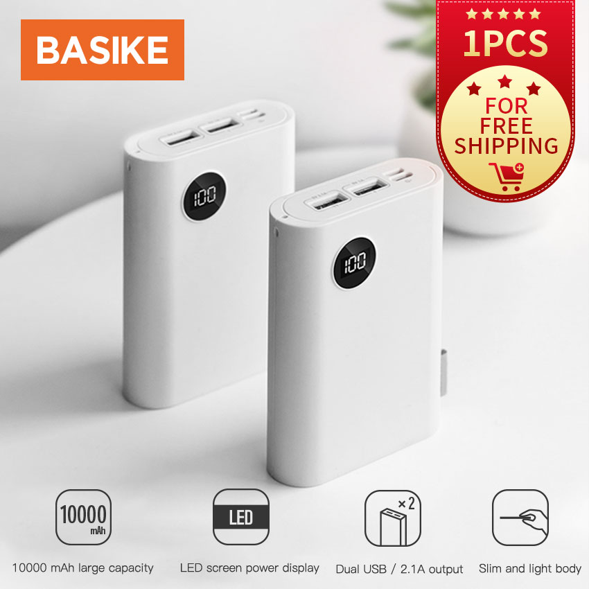 Basike?ได้รับ2-3วัน?Power bank 10000mAhแท้ ของแท้มีสต๊อกใช้ได้กับ Androidและ IOS basike for compatible with all phones (manufactured or imported before 16 Nov 20)ใช้ได้กับ IOS Androidสีขาว