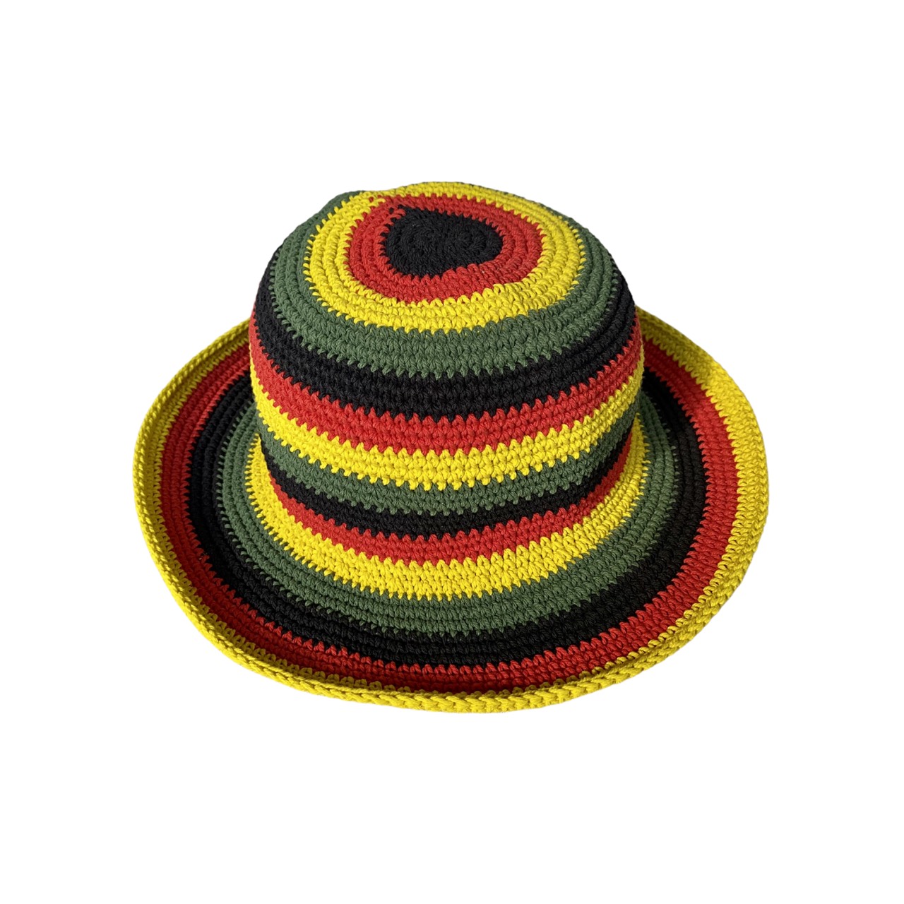 หมวกถักแสนดี หมวกถักสไตล์วินเทจ หมวกบักเก็ต(สีรุ้ง/จาไมก้า) งานถักHandmade100%