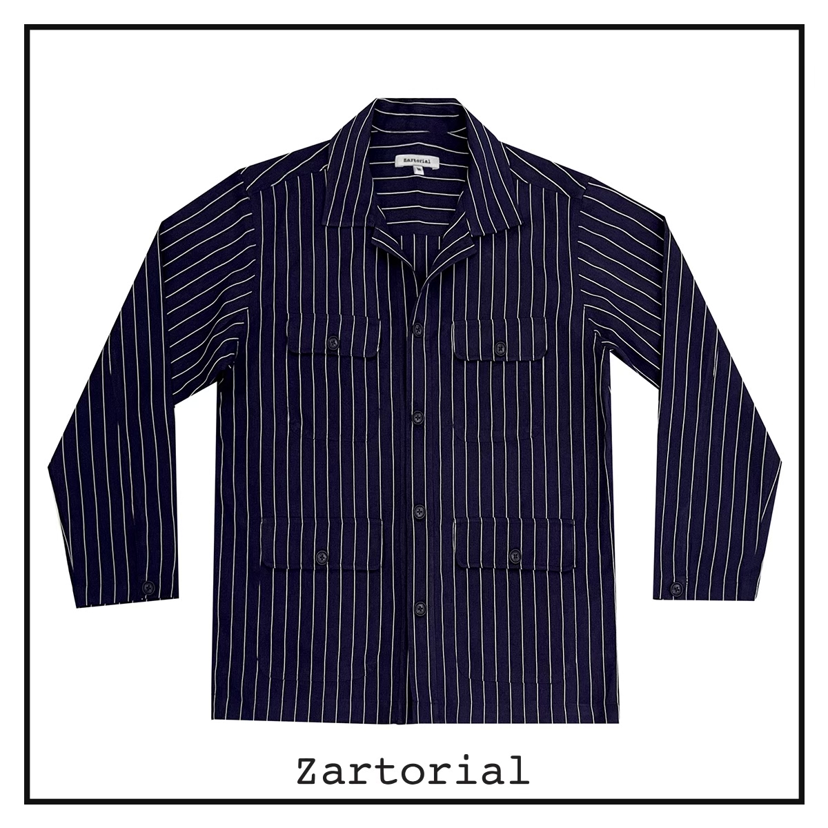 [Zartorial] Unisex Casual Striped Jacket แจ๊กเก็ตแขนยาว ผ้าคอตต้อน โพลีเอสเตอร์ ลายทาง เสื้อเเจ๊กเก็ตสไตล์ลำลอง ซัมเมอร์ลุค โททัลลุค