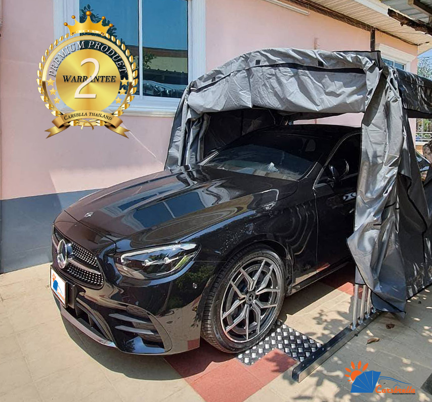 โรงจอดรถสำเร็จรูป เต็นท์จอดรถพับได้ CARSBRELLA รุ่น RAINBOW SIZE S สำหรับรถที่มีขนาดเล็ก - กลาง สินค้ารับประกัน1ปีเต็ม ราคา 34,900 บาท*ส่งฟรี