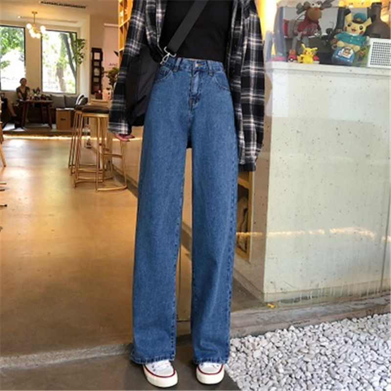 สไตล์เกาหลี ✨ ทรงขากระบอกขาไม่บาน สียีนส์อ่อน/ยีนส์เข้ม เนื้อผ้าดีระบายอากาศใส่สบาย Jeans