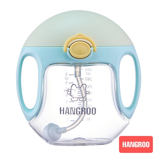 Hangroo แก้วหัดดูด แก้วน้ําหัดดูด  แก้วน้ําหัดดูดเด็ก แก้วน้ําเด็ก แก้วหัดดื่มกันสำลัก  มีมือจับ นอนดูดได้