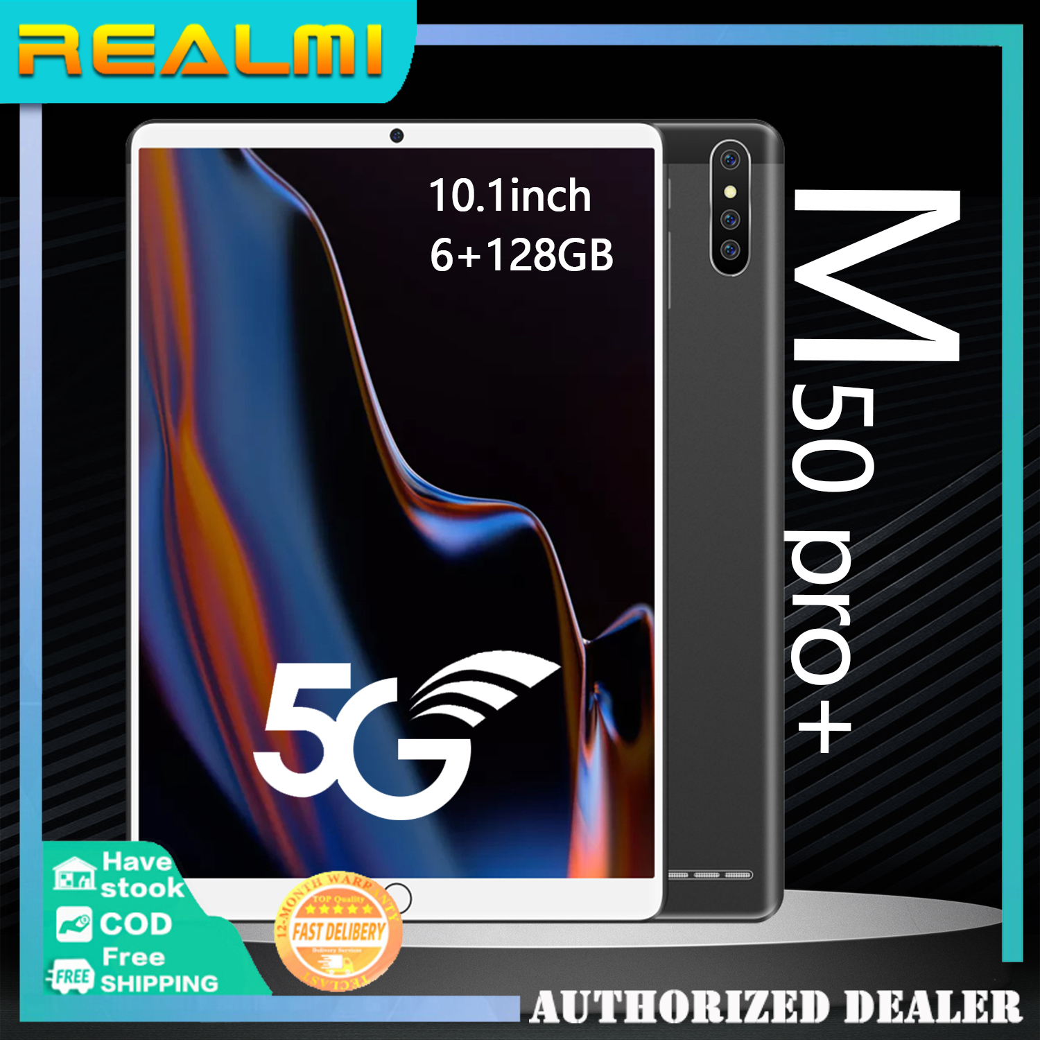 แท็บเล็ตถูกๆ? ศูนย์ไทย Realmi M50 pro+ Tablet 10.1นิ้ว Android9.0 เเท๊ปเล็ต 6/128GB MTK6797 8-Core CPU รองรับ4G ใส่ได้สองซิม เรียนออนไลน์ แท็บเล็ต 8800mAh Battary ❗