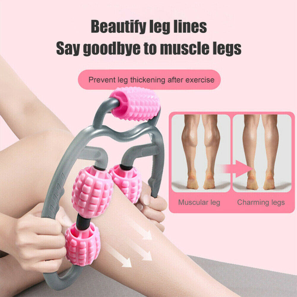 CD1WCQCD4 New Waist Fitness Health Care Leg Clamp Massage Stick 5 Wheels Muscle Relaxer Massage Roller