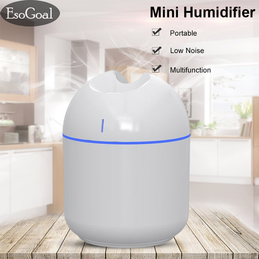 EsoGoal Portable Humidifier Mini Portable Car Home Humidifier USB Fine Spray Adjustable Smart Power 