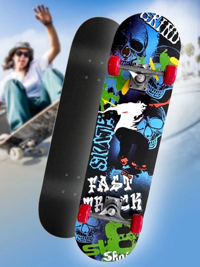 สเก็ตบอร์ด Skateboard ขนาด 20x9x78cm. ติดกระดาษทราย​ ประกอบสำเร็จ พร้อมใช้งาน สไตล์สปอร์ตสวยงาม ปราดเปรียว คล่องตัว