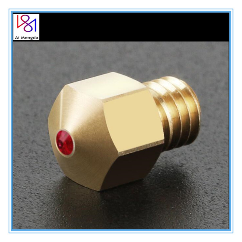 1pc 3D Printer Parts 0.4mm 1.75mm MK8 Ruby Nozzle Gemstone 3D Printing Nozzle For PETG ABS PET PEEK Nylon Filament