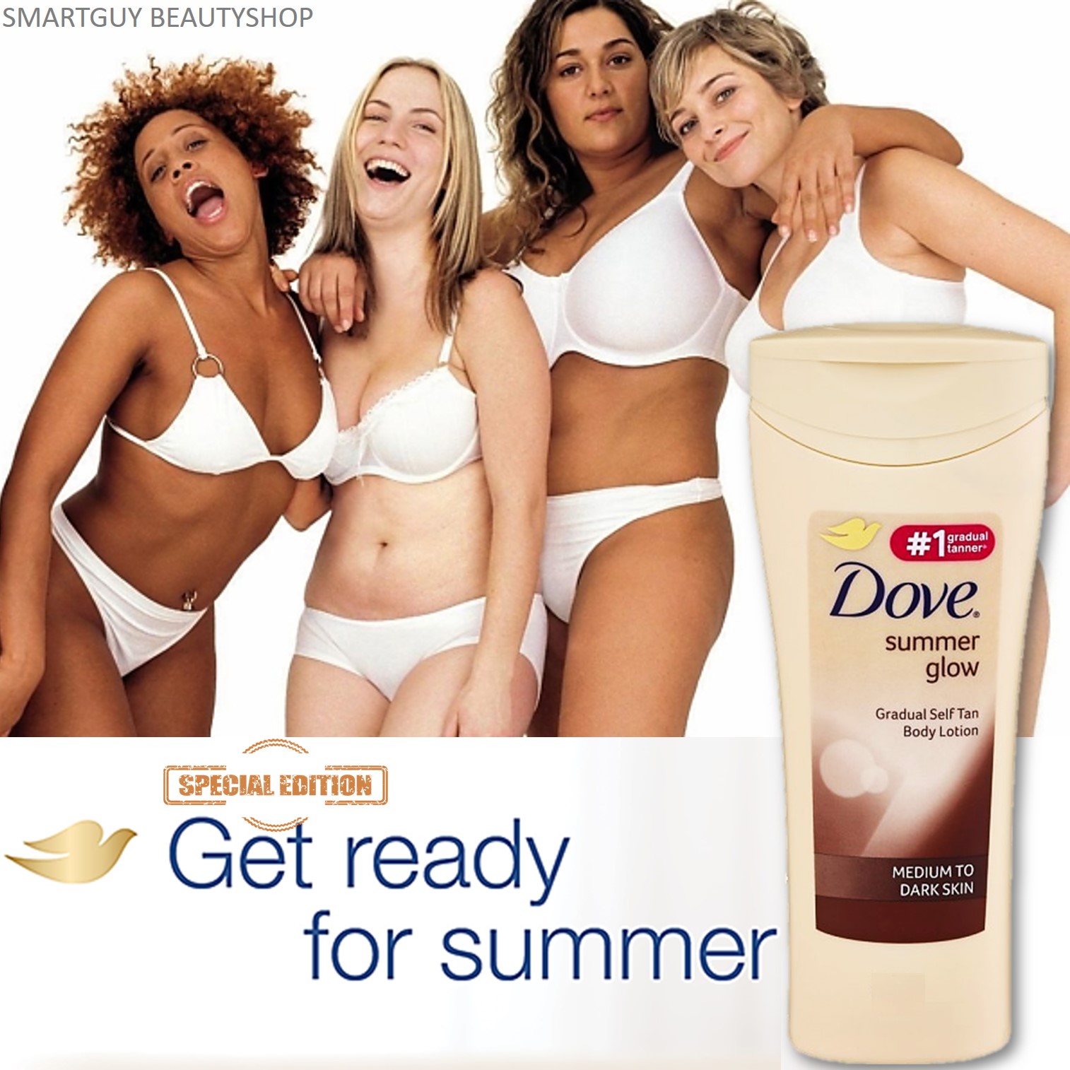 Dove Summer Glow Gradual Self Tan Body Lotion Medium To Dark Skin 400ml โลชั่นผิวสีแทนเข้มสินค้านำเข้าจากต่างประเทศ ราคา 1,399 บาท*ส่งฟรี