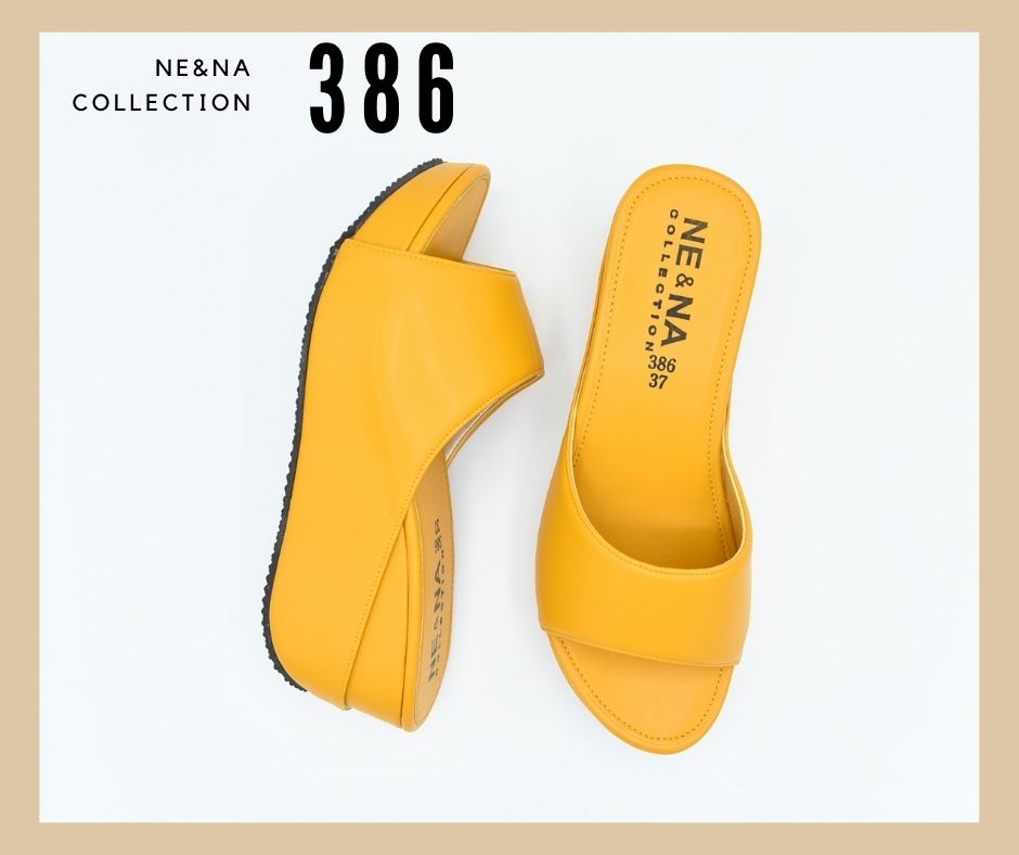 รองเท้าเเฟชั่นผู้หญิงเเบบเเตะสวมส้นตัน No. 386  NE&NA Collection Shoes