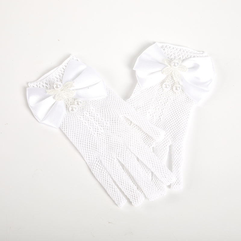 SHUNYING Girls wedding princess gloves mesh bow party birthday ceremony accessories
