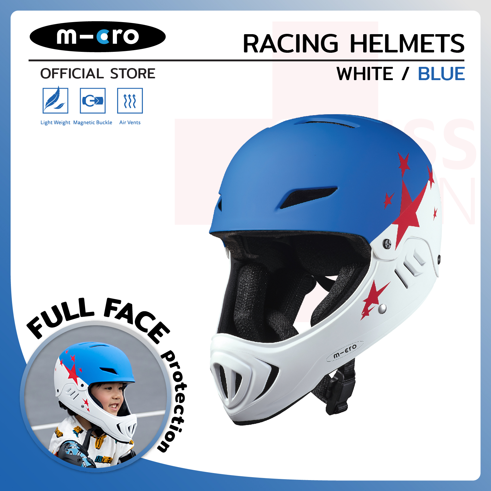 หมวกกันน็อคเต็มใบ Racing Helmet อุปกรณ์เสริมความปลอดภัย ราคา 2,500 บาท*ส่งฟรี