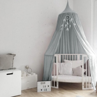 240cm Canopy Bed Netting Mosquito Bedding Net Baby Kids Play Tents Cotton linen Grey - intl