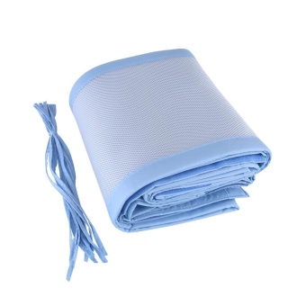 Breathable Mesh Crib Liner Safety Panel Bumper Nursery Bedding Baby Cot Bed Set Blue - intl