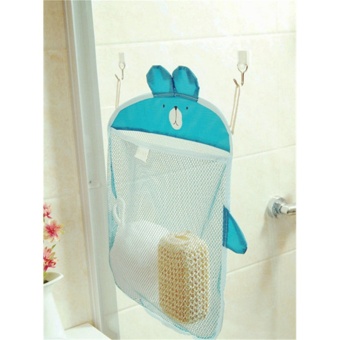 Fashion 1X Baby 35.5*40.5CM Kids Bath Toy Tidy Bag Net Mesh Storage Suction Bathroom Blue - intl