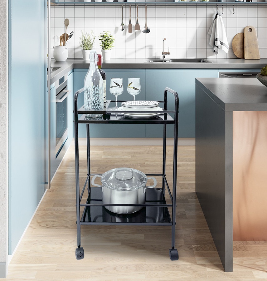 GHBathroom_Mall-CLOSE รถเข็นเสิร์ฟเครื่องดื่ม 30×45×79 CM. APOLLO สีดำ ร้านค้าเเนะนำ ราคา 649 บาท*ส่งฟรี