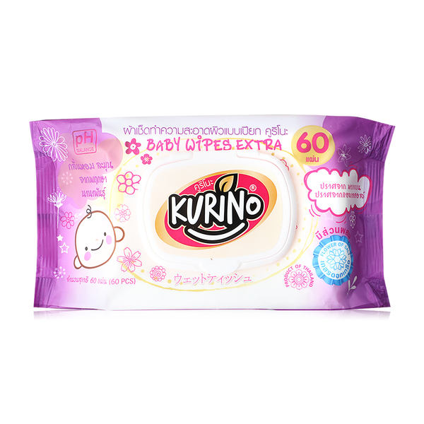 【1ลัง】ทิชชู่เปียก KURINO Baby Wipes 1 ห่อ 60 แผ่น อ่อนโยนต่อทุกสภาพผิว ราคา 699 บาท*ส่งฟรี