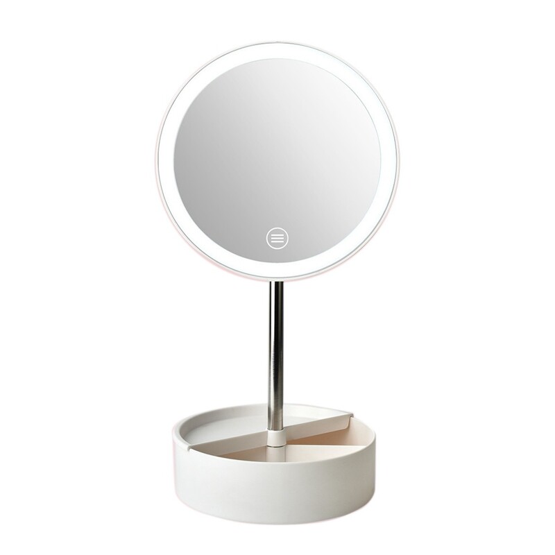 Portable LED Makeup Mirror USB Recharge Makeup Mirror Storage Base Beauty Desktop Make Up Mirror
