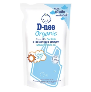 สินค้า D-Nee ดีนี่ นิวบอร์น ผลิตภัณฑ์ซักผ้าเด็ก กลิ่นไลฟ์ลี่สกาย แบบถุงเติม สีฟ้า 600 มล.