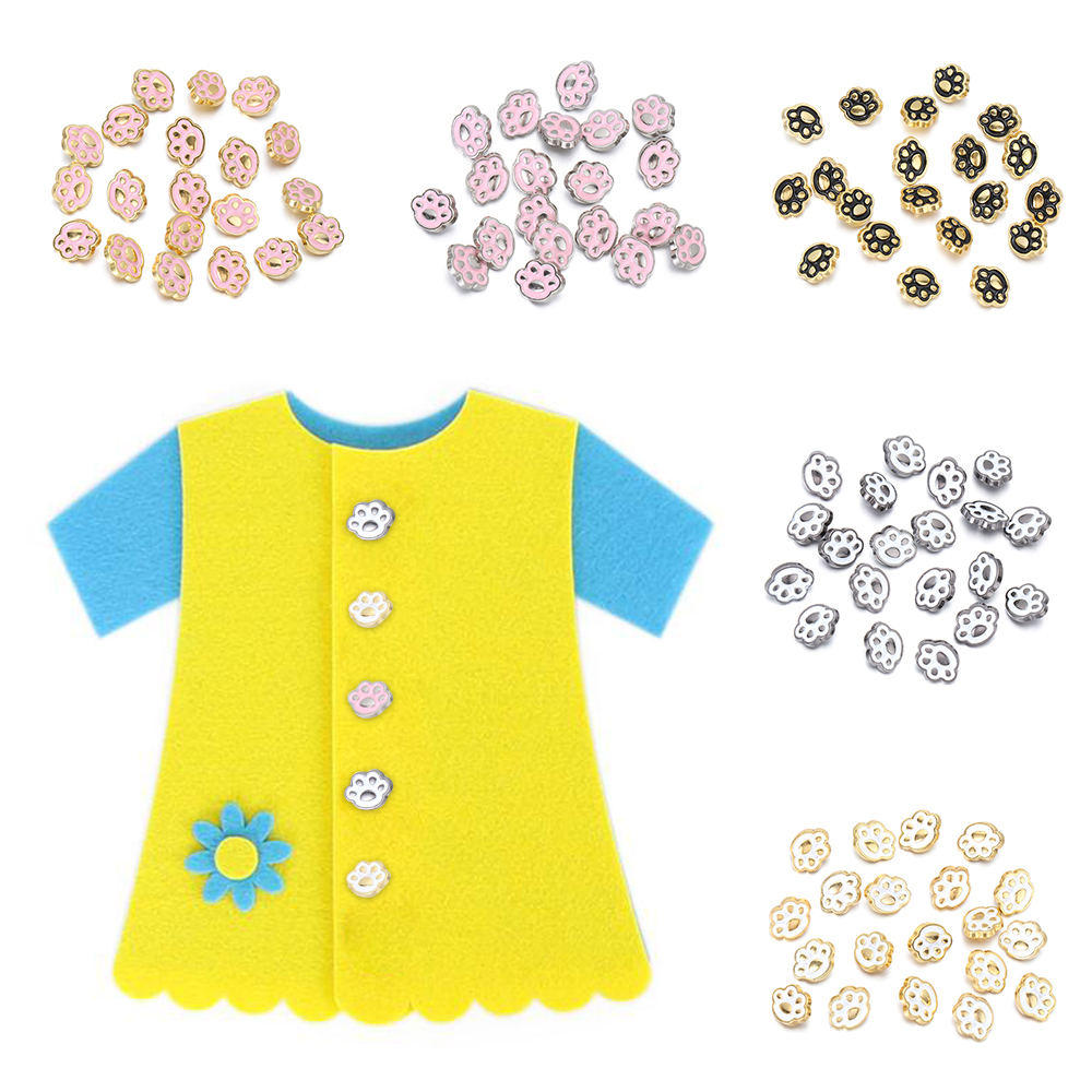 SIKONG 20pcs Cute Girl Gift Dollhoues Miniature Decoration Cat Paw Pattern Accessories Metal Buckles Clothing Sewing Buckle Mini Buttons DIY Doll Clothes