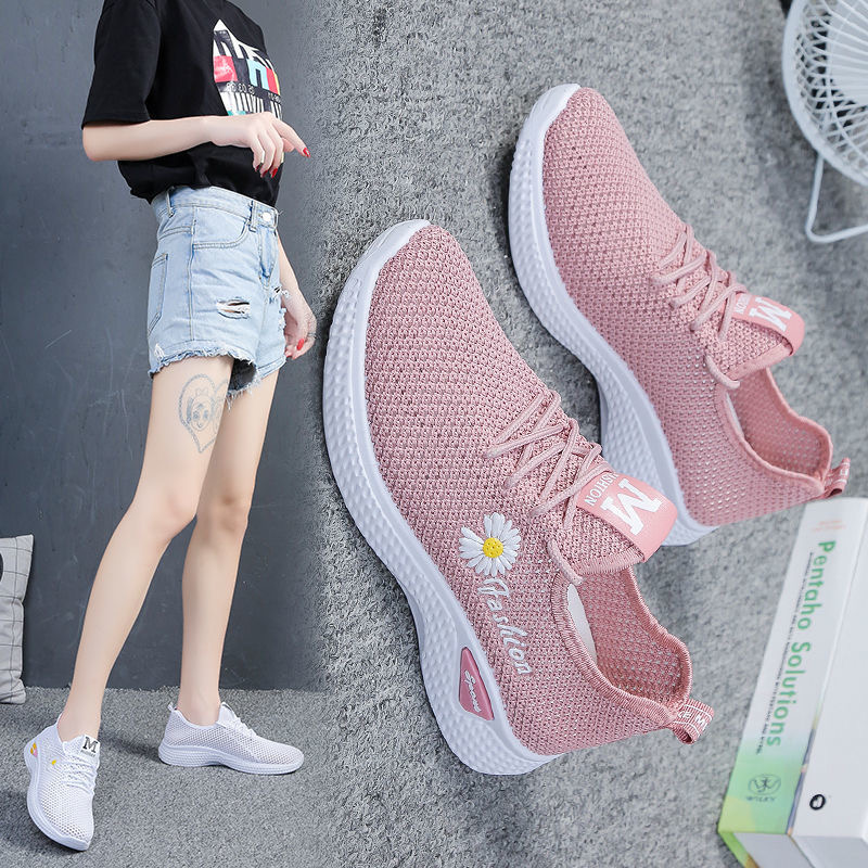 ?NEW 2021? รองเท้า รองเท้าผ้าใบแฟชั่น ไซส์ 36-40 ? รองเท้าผ้าใบผู้หญิง รุ่น Fashion sport shoes（สีชมพู สีดำ ขาว）รองเท้าผู้หญิง