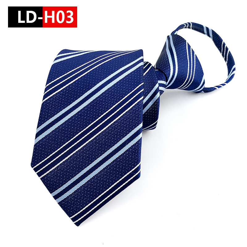 New Spot Tie Zipper Lazy Tie Fashion 7 Cm Striped Black Blue Tie Business Men