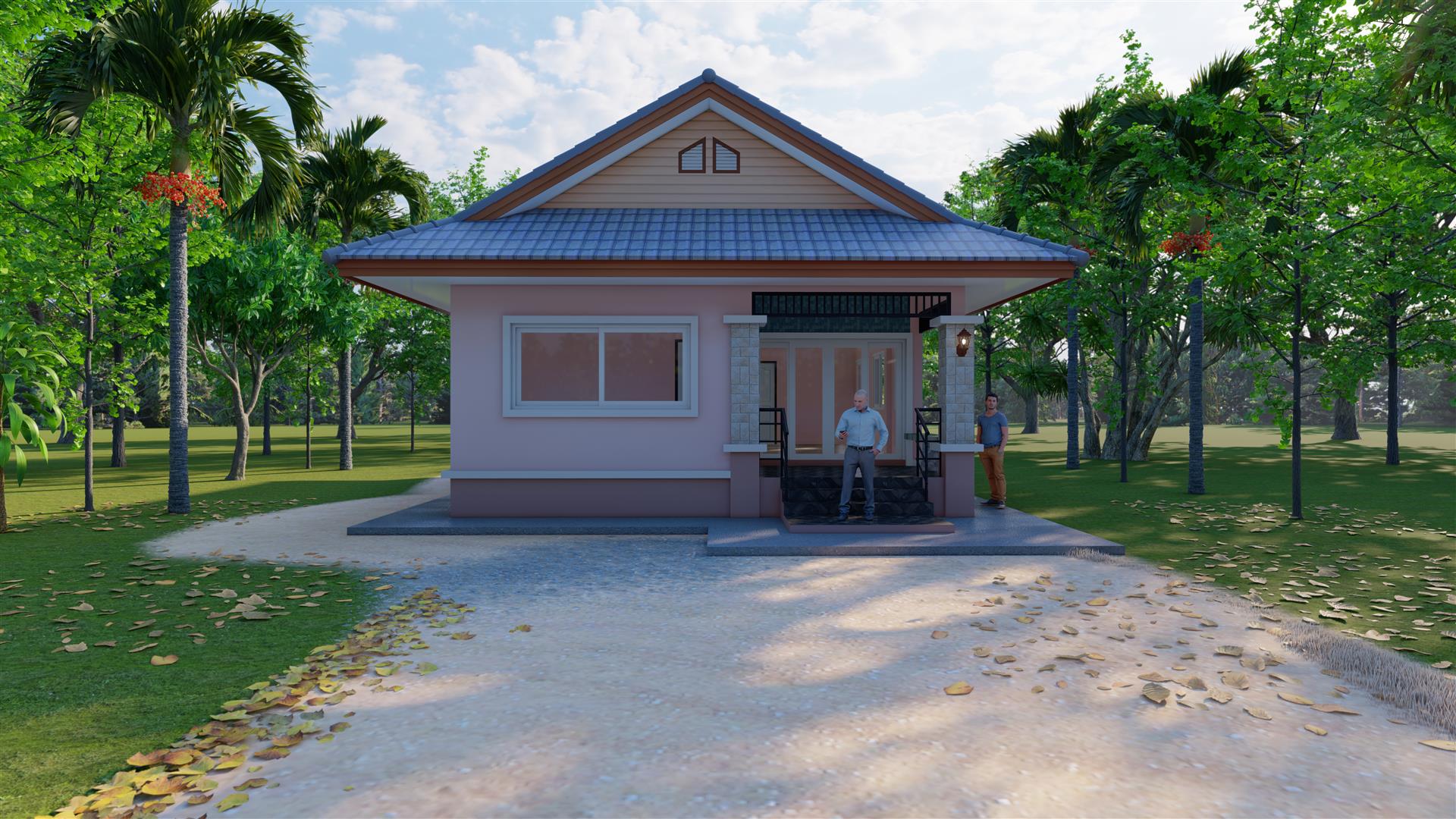 แบบบ้านชั้นเดียว 3ห้องนอน 1ห้องน้ำมีห้องพระ BluePrint-0118