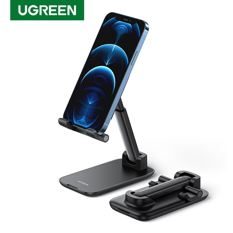 UGREEN Universal Cell Phone Stand Adjustable Desk Holder for iPhone 12 Pro Max, Realme, Huawei, Oppo, Vivo Foldable Desk Phone Holder Stand for Home