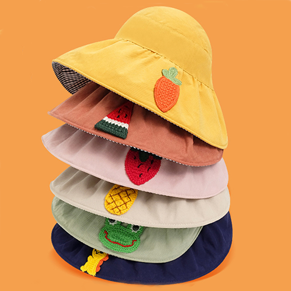 XI24GTCZM Summer Sun Protection Adjustable Empty Top Beach Hat Children Cap Folding Visor Cap Sun Hat
