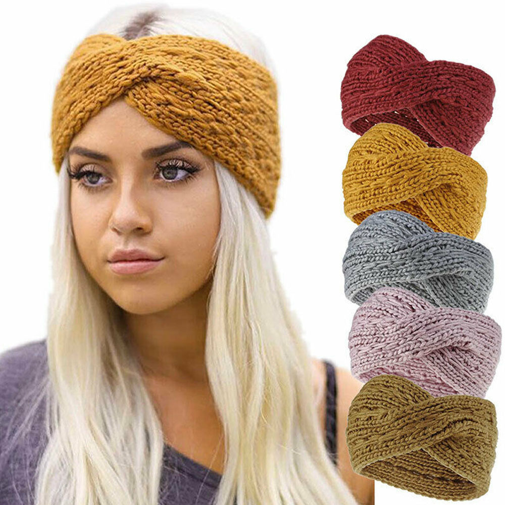 F8C503Y Warm Women Fashion Winter Knitted Hair Band Crochet Turban Girls Headbands Elastic Headwear