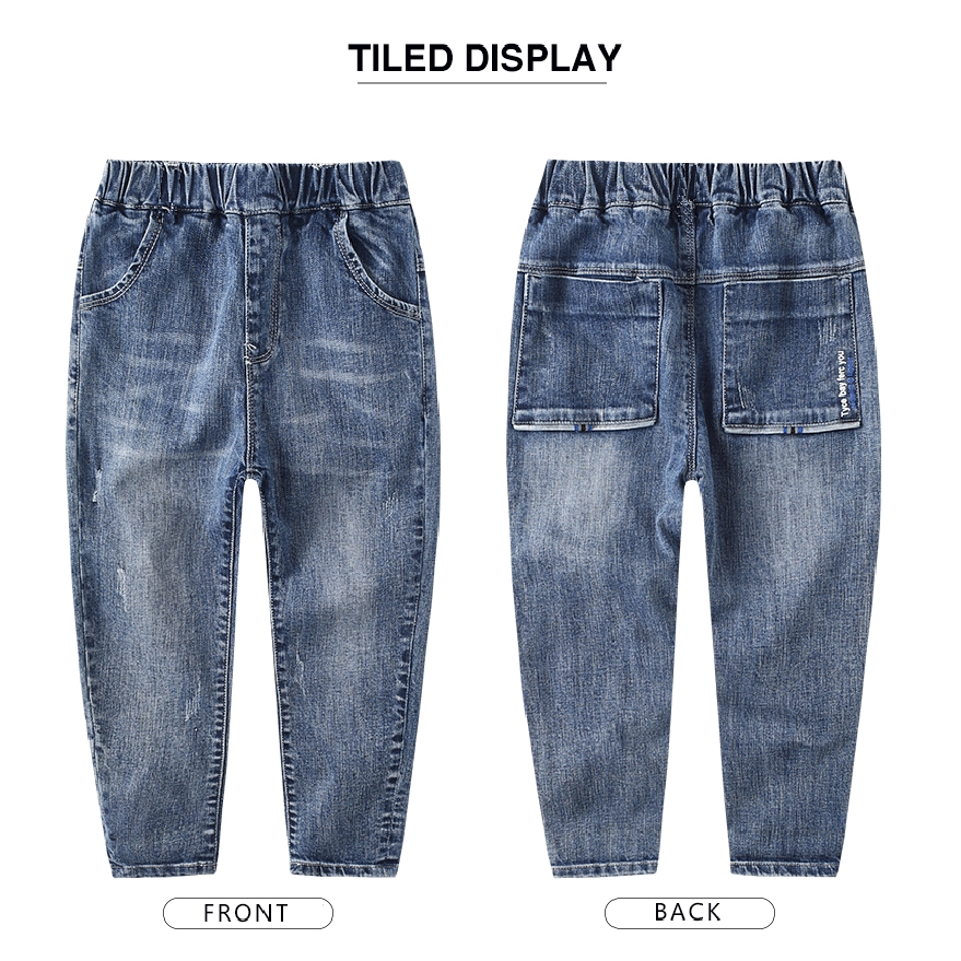 DIIMUU Infant Clothes Boys Jeans Kids Denim Pants Casual Long Trousers Letter Printing Pocket Bottom ราคา  917 บาท*ส่งฟรี