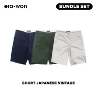 [Bundle Set 3 ตัวราคาพิเศษ] era-won กางเกงขาสั้น รุ่น Japanese Vintage Shorts สี Grey/Green/Blue