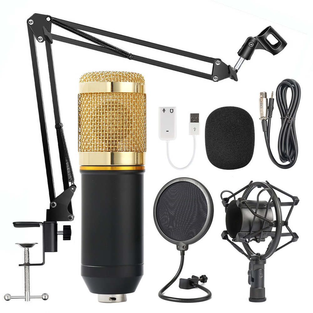 ไมค์ ไมค์อัดเสียงคอนเดนเซอร์ BM800 พร้อมชุดขาตั้ง Condenser Microphone ไมค์อัดเสียง ไมค์โครโฟน48V - D-PHONE