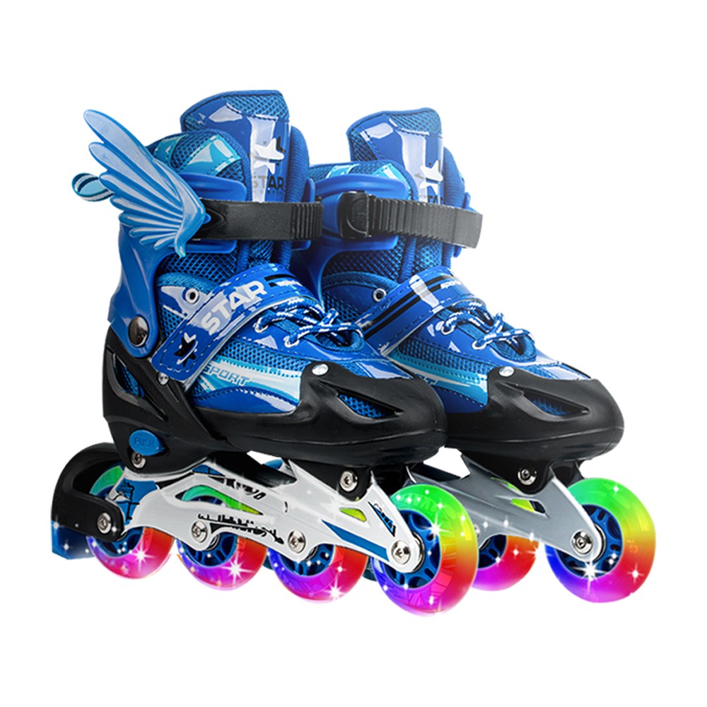 รองเท้าอินไลน์สเก็ต In-line Skate รองเท้าสเก็ตสำหรับเด็กของเด็กหญิงและชาย size S M L ล้อมีไฟ สีฟ้า สีชมพู SHOES