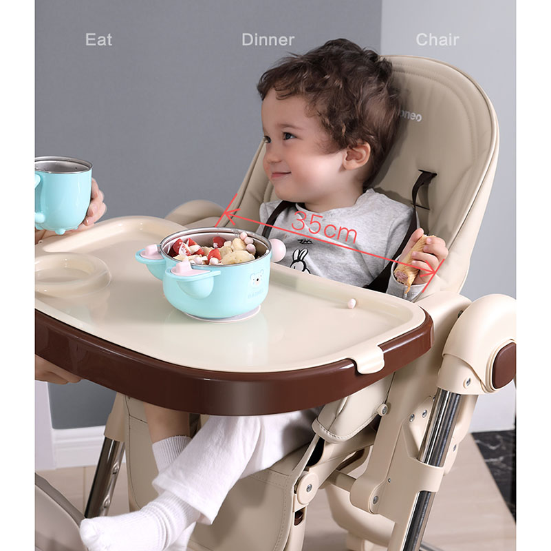 【ไม่จำเป็นต้องติดตั้ง】เก้าอี้กินข้าวเด็ก Baby Feeding Chair เก้าอี้กินข้าวเด็ก 6 เดือนขึ้นไป เก้าอี้เด็ก มีเบาะหนัง ล้อเลื่อน และถาดอาหาร