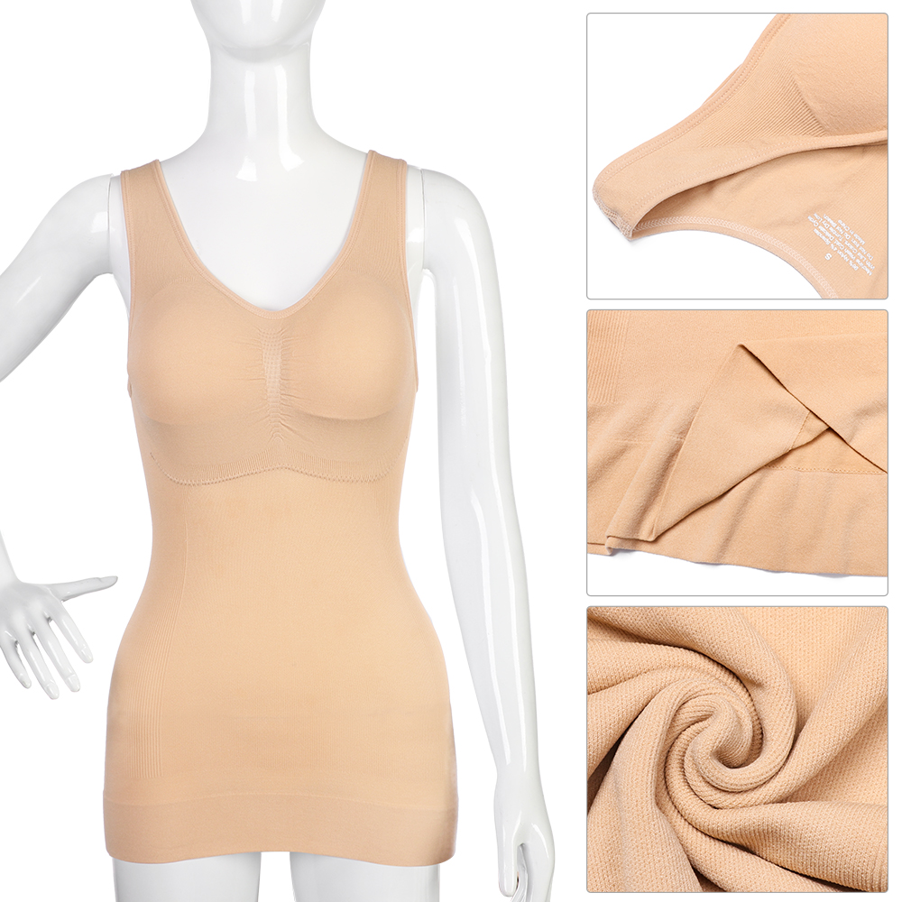 WS89PZJ4 Fashion Spandex Plus Size Soft Bra Padded Tops Body Shaper Slimming Vest Fitness Bodysuits Underwear