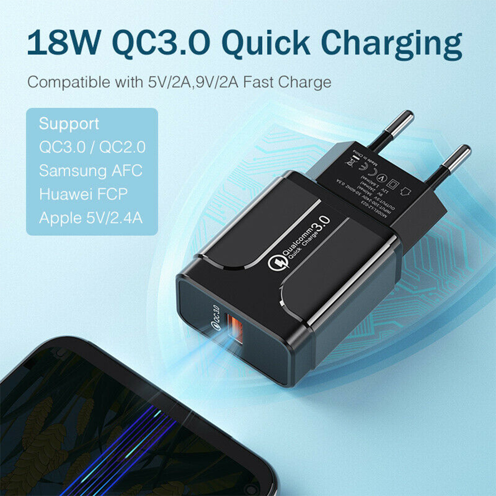 MDUCIN SHOP Portable Travel Hub 3.0 USB Charger Power 3Port Fast Quick Charge US EU UK Plug Adapter