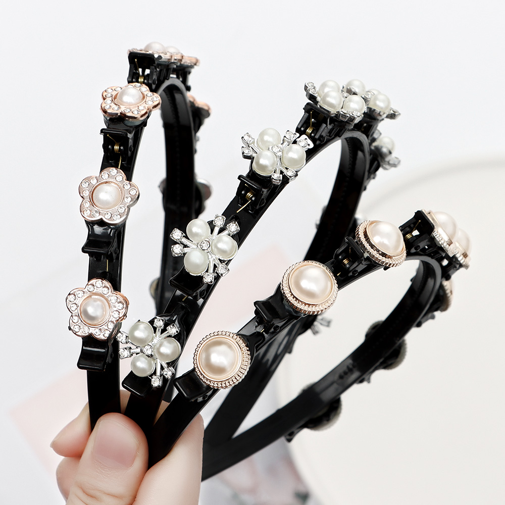 SIKONG 1pc for Women Girls Hairclips Twist Rhinestone Hairstyle Double Layer Double Bangs Headbands
