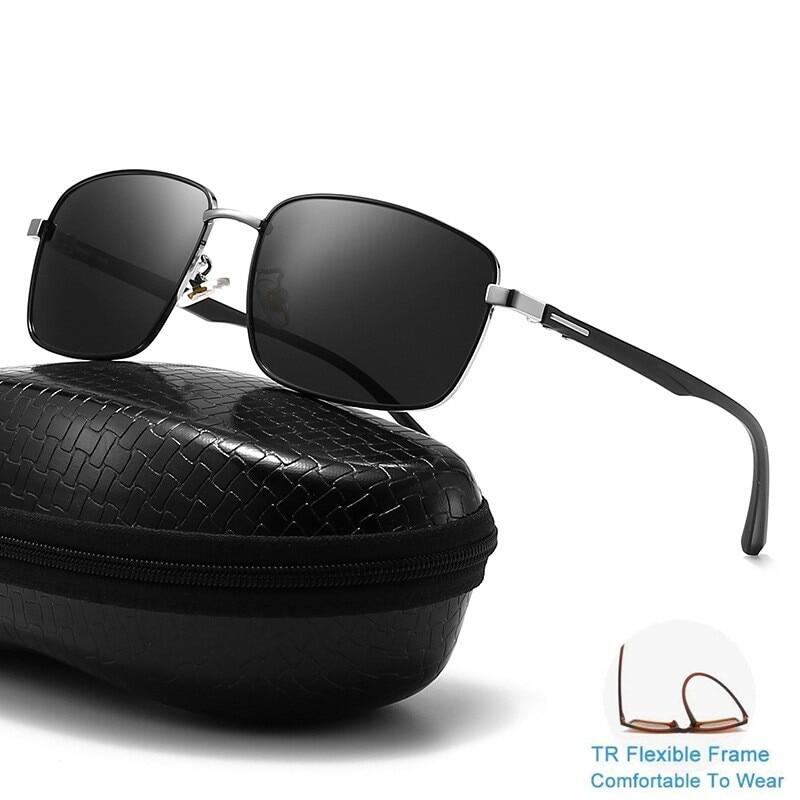 Fashion Square Polarized Sunglasses Men Driving TR90 Sun Glasses Luxury