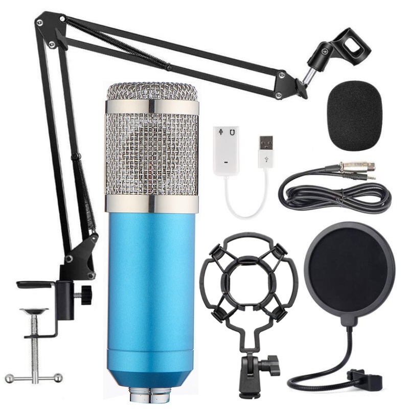 ไมค์ ไมค์อัดเสียงคอนเดนเซอร์ BM800 พร้อมชุดขาตั้ง Condenser Microphone ไมค์อัดเสียง ไมค์โครโฟน48V - D-PHONE