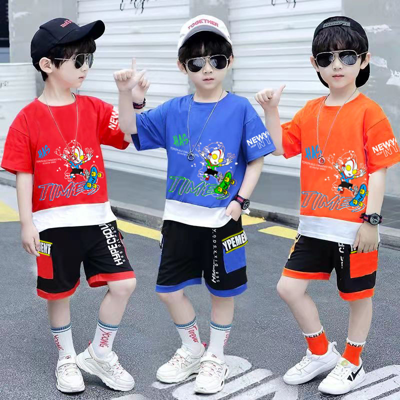 LANBAO quần áo trẻ em trai đồ thể thao bé trai 35kg quần áo thời trang bé trai áo thun bé trai size đại áo bé trai 10 tuổi