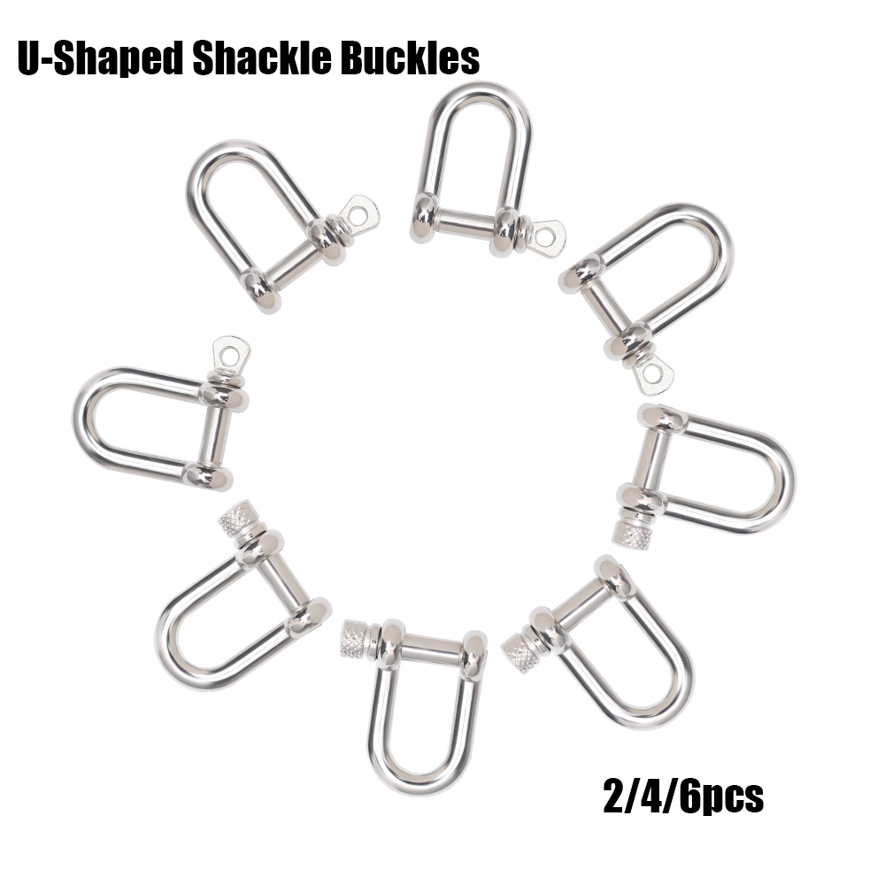 SQXRCH SHOP 2/4/6pcs High quality Silver colors Anchor Screw Pin Outdoor Camping Paracord Bracelets accessories U-Shaped Shackle Buckle Bracelet Buckles Survival Rope Paracords
