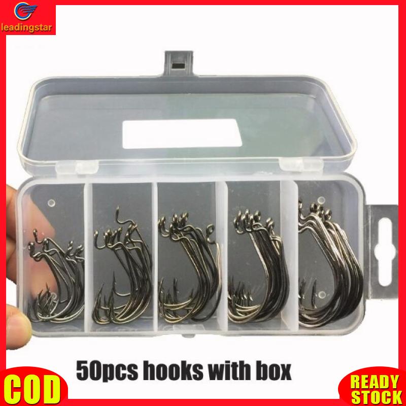 50 Pcs/Set Carbon Steel Fish Hook Baits Holder Fishing Hooks