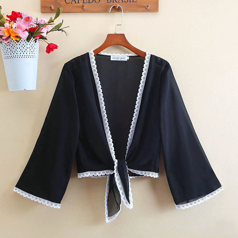Áo Choàng Voan Áo Khoác Cardigan Ngắn Mỏng Chống Nắng Đa Năng Mới Mùa Xuân Hè Cho Nữ