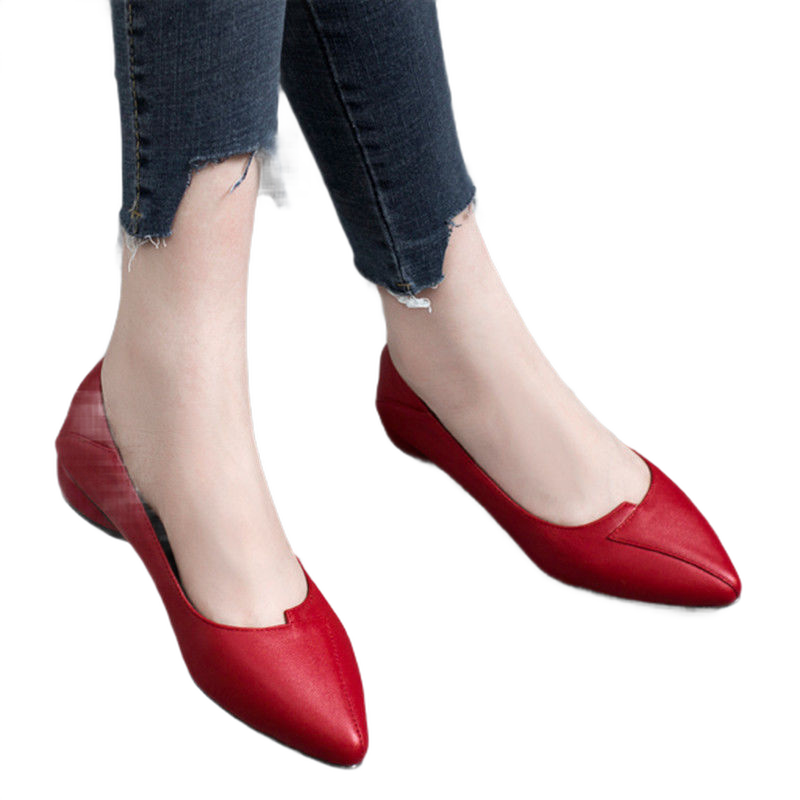 Red shoes with flat sole female new shoes lighter single shoes and work shoes mother middle thick with doug shoes