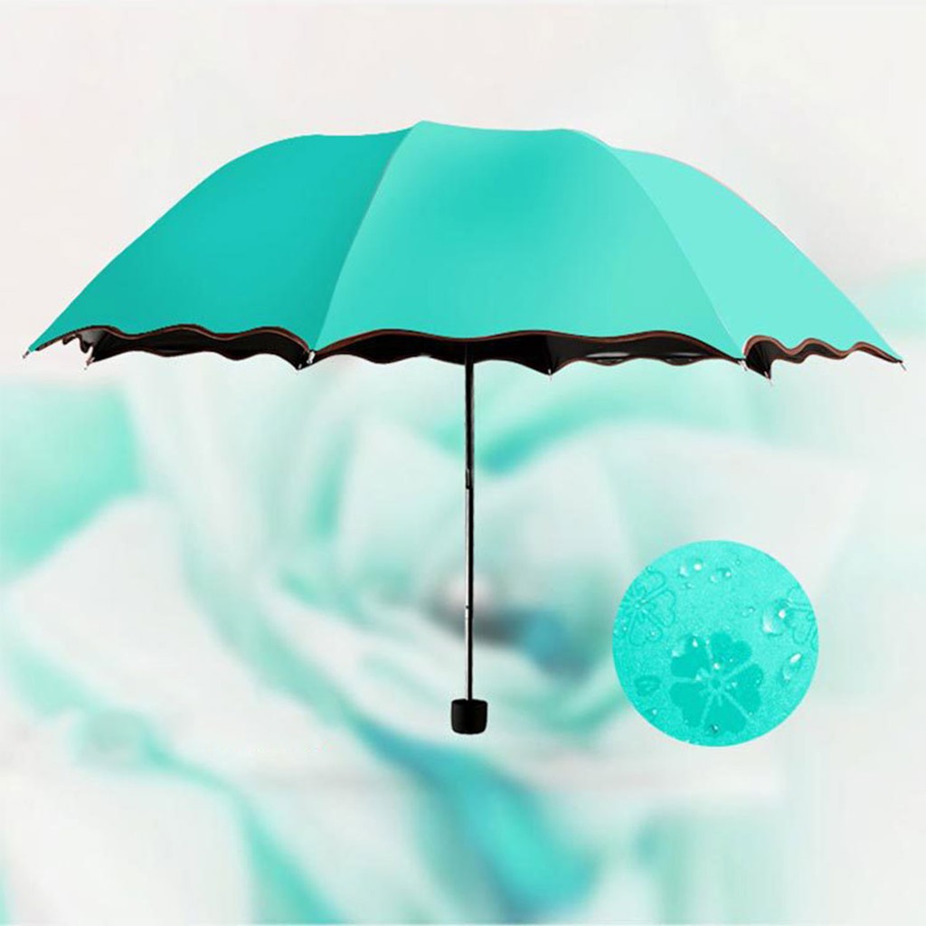ร่มกันฝนโดนน้ำเปลี่ยนลายดอกไม้ ร่มพับ 3 ตอน ร่มกันแดด ร่มกันยูวี ร่มกันUV ร่มพับได้ ร่ม uv Umbrella