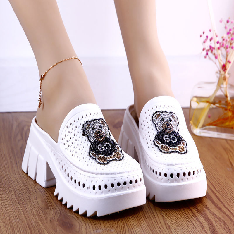Summer Slippers Wedge Closed Toe Fashion Home High Heel Platform Coros Shoes Sandals Non-Slip Beach Shoes New Women