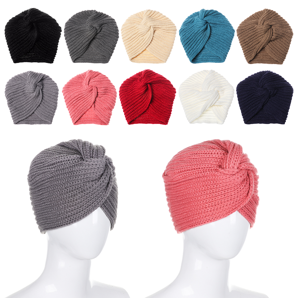 SIKOU30 Girls Knitted Hair Accessories Croceht Beanies Ladies Turban Twist Headwrap Hat Head Wrap Caps Women Felt Hat
