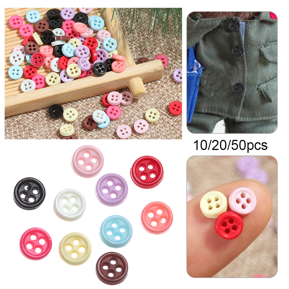 XI24GTCZM 10/20/50pcs Newest Clothing Buckles Multi-color 6mm DIY Sewing Accessories Mini Doll Buttons Plastic Button Round Buckle